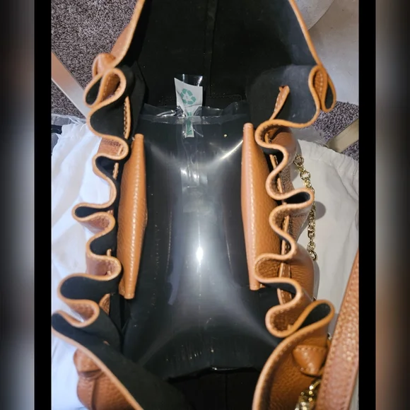 EuC YUZEFI Scallop Scallop BAG Pebble Grained Cinnamon With Tags - Picture 6 of 16